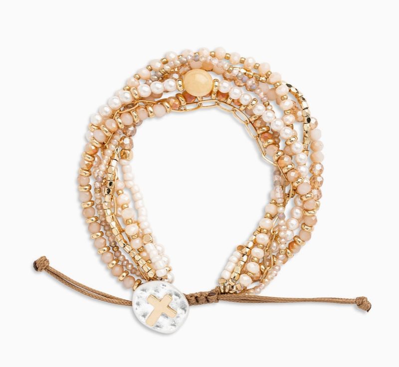 Beaded Prayer Bracelet - Champagne