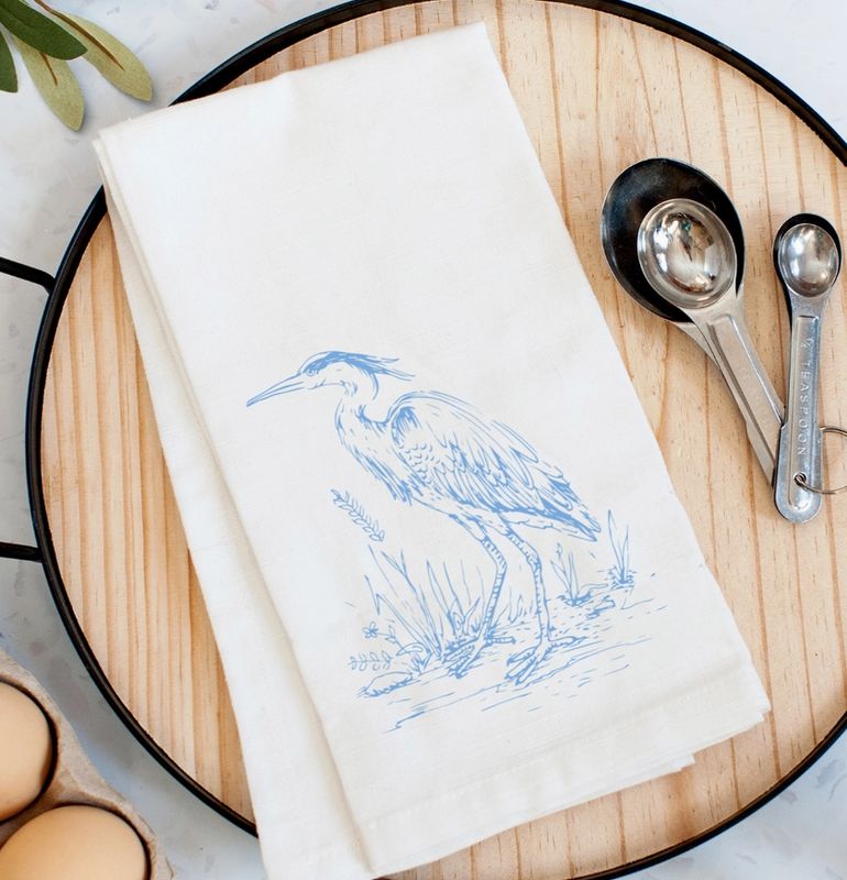 Chinoiserie Heron Kitchen Towel