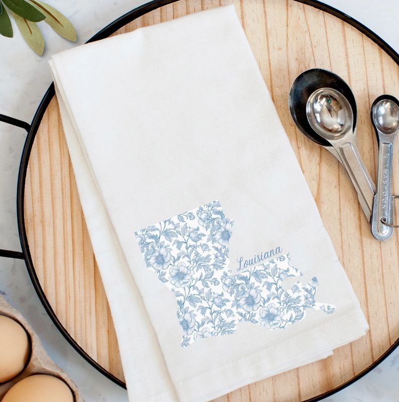 State in Bloom, Louisiana Kitchen Towel