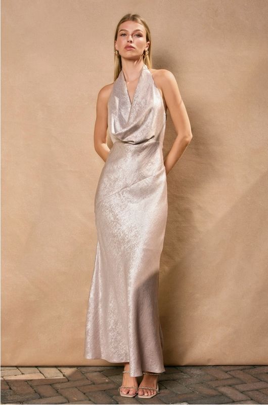 Too Precious Draped Halter Neck Maxi Dress