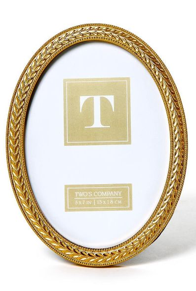 5X7 Lauren Wreath Gold Oval Frame