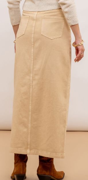 Paneled Split Hem Midi Skirt