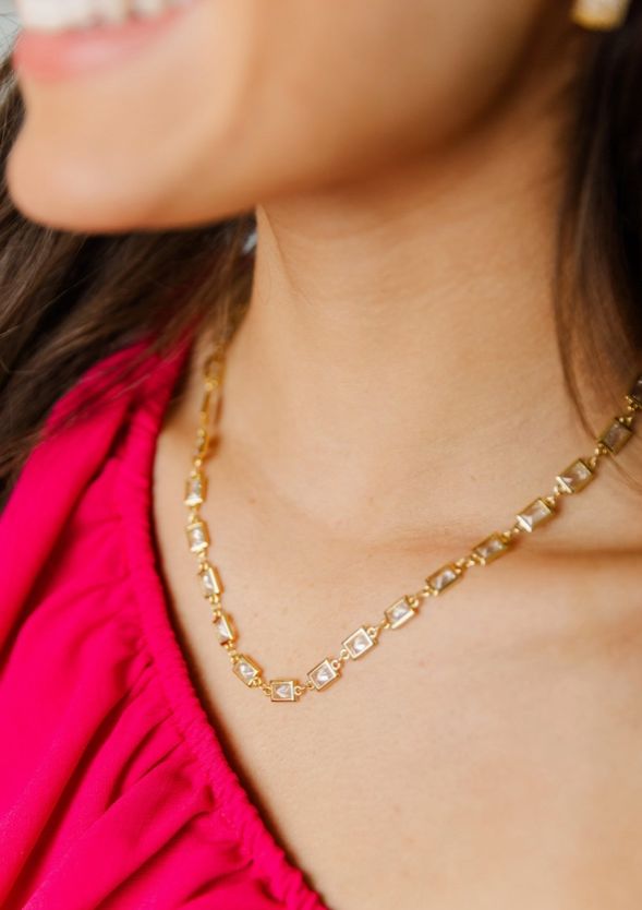 CZ Chain Layering Chokers - Rectangle