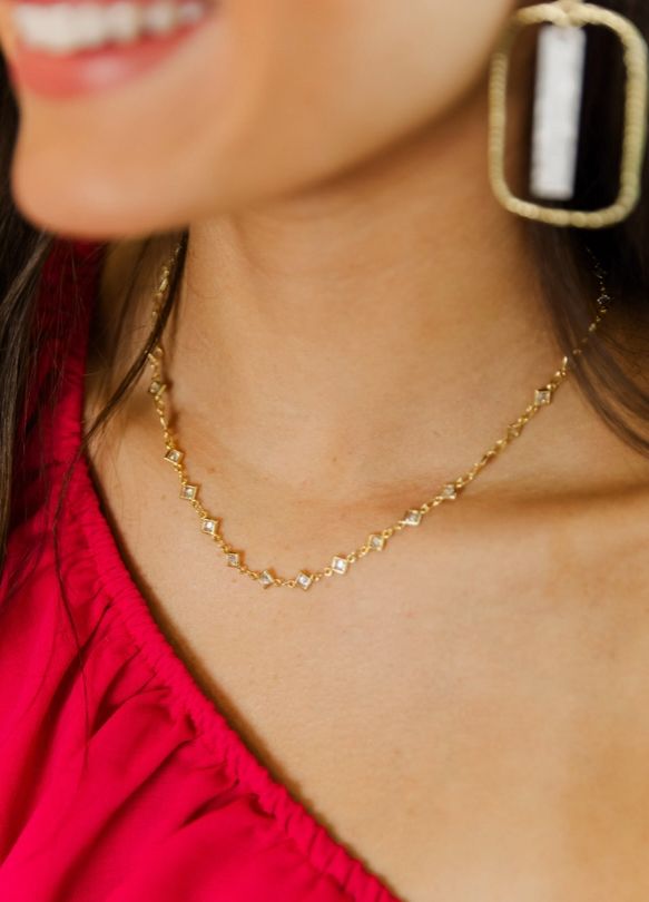 CZ Chain Layering Chokers - Small Diamond