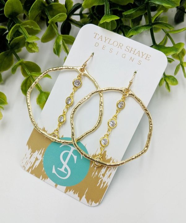 Crystal Hammered Hoops