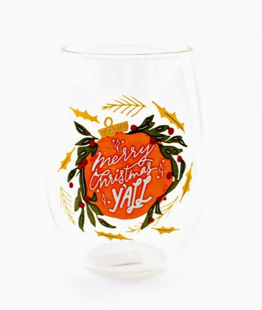 Stemless Wine Glass - Merry Christmas Y&#39;all