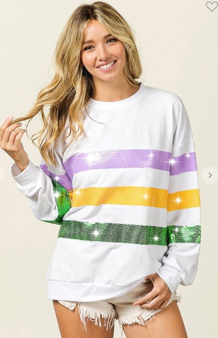 Sequin Mardi Gras Pullover