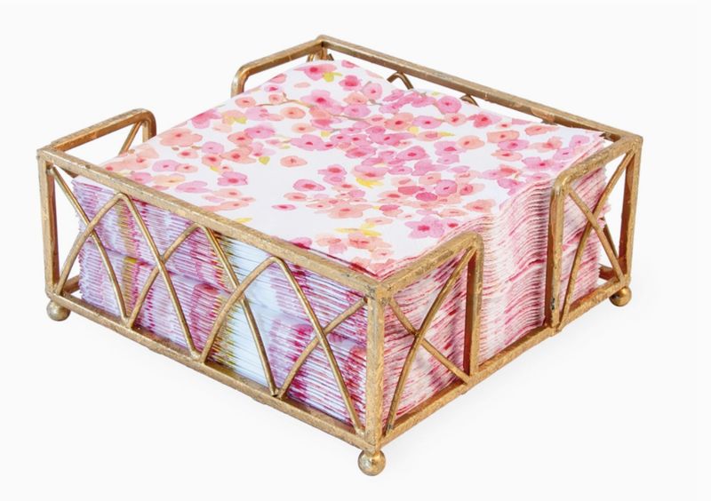 Paper Cocktail Napkin Metal Caddy Arch Gold Leaf