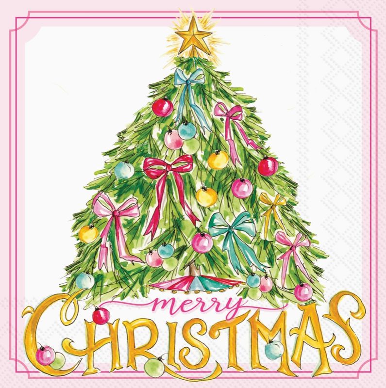 Paper Cocktail Napkins 20ct Vintage Ornaments &amp; Tree