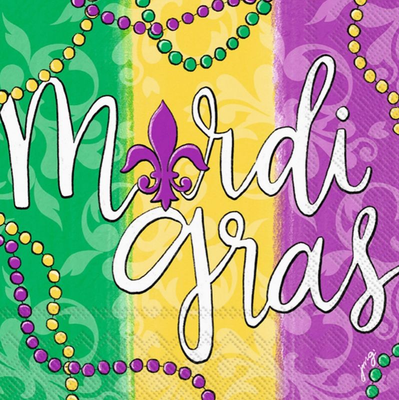 Paper Cocktail Napkins Pack of 20 Mardi Gras Beads