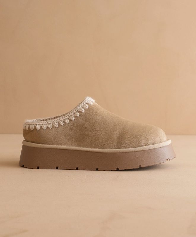 The Brandi | Almond Platform Cozy Mule Slipper