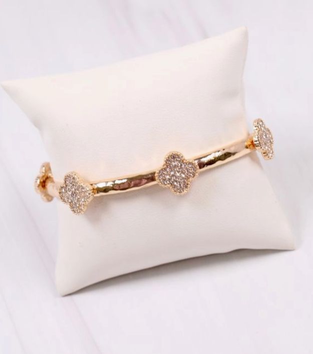 Dion Cz Clover Stretch Bracelet