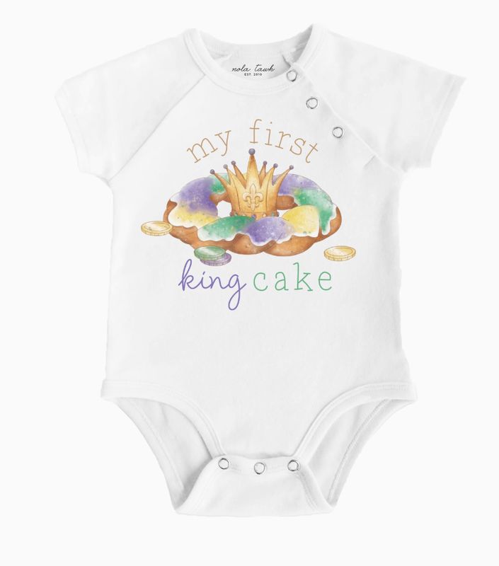 My First King Cake Organic Cotton Baby Onesie