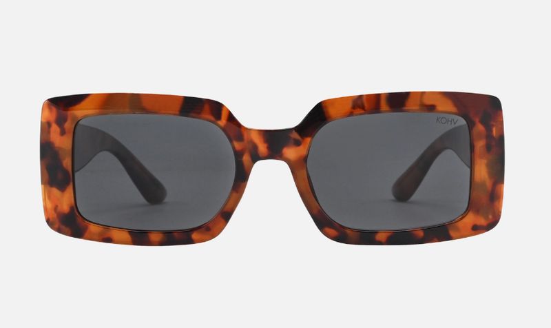 Breeze Amber Smoke Polarized Rectangle Fashion Sunglasses