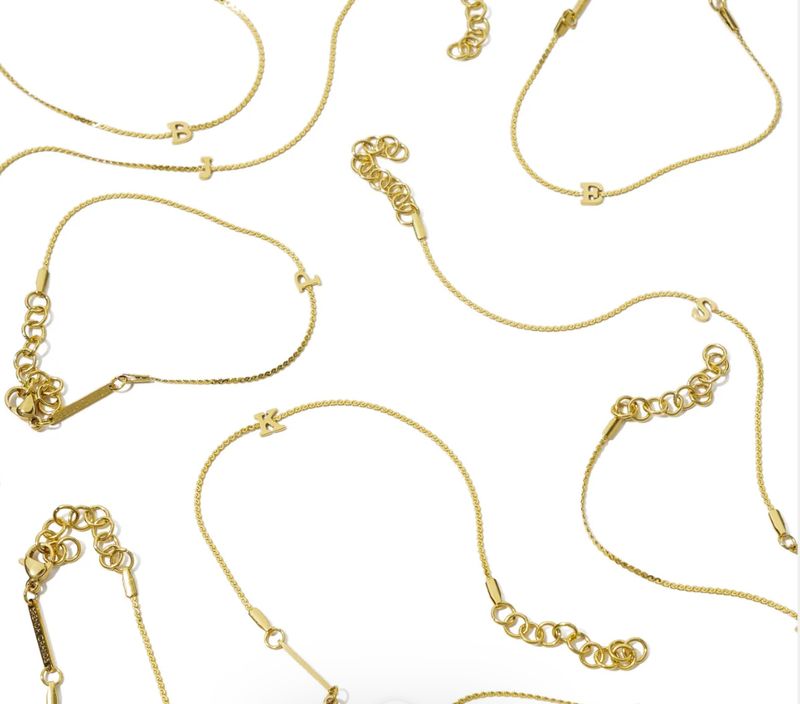 Waterproof Gold Dainty Initial Bracelet