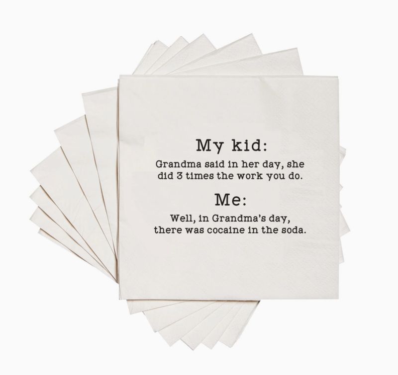 Grandma Said in Her Day Cocaine in the Soda Cocktail Napkins