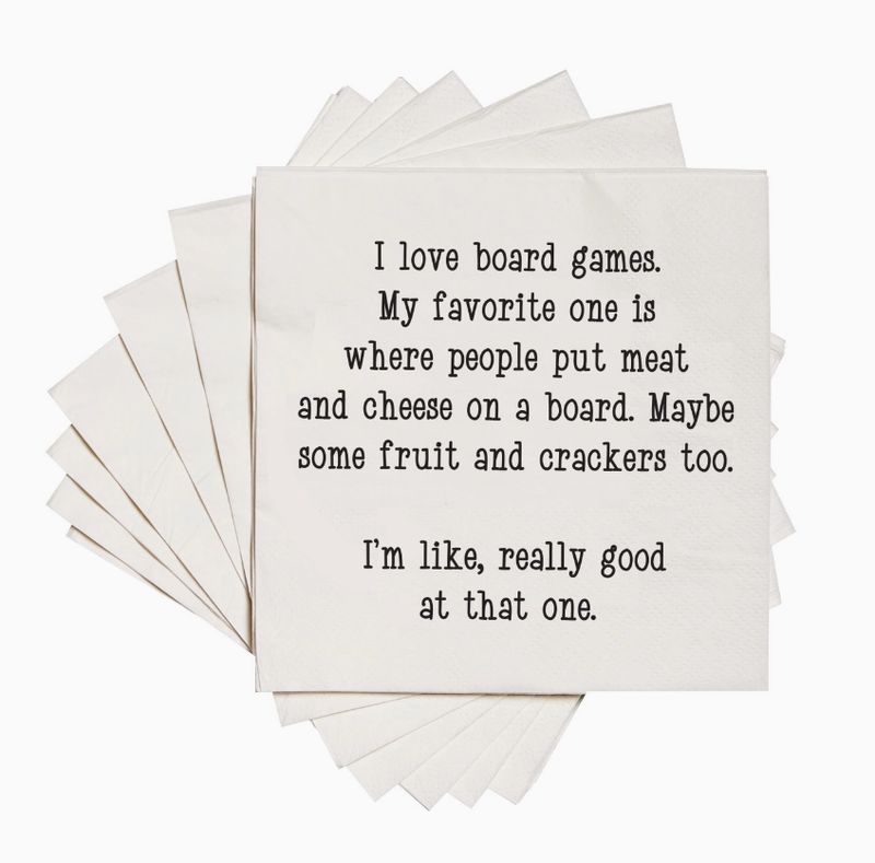 I Love Board Games | Funny Printed Cocktail Napkins