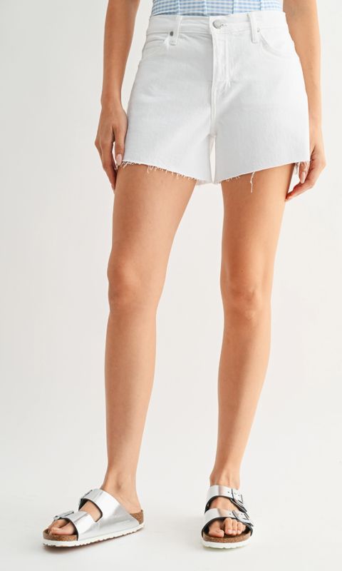 Mid Rise Stretch Short - White