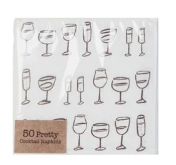 Paper Cocktail Napkins w/ Wine Art