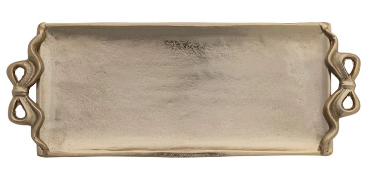 Cast Aluminum Footed Tray with Bow Shaped Handles