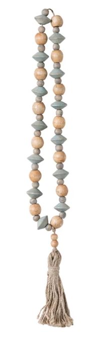 Abaca Wood Bead Strand with Tassel