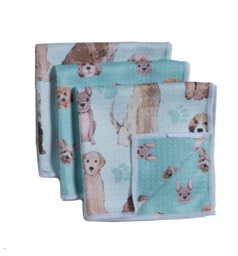 Dog and Paw Prints Eco Dish Cloths - 3 Pack