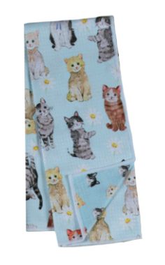 Cats with Daisies Eco Tea Towel