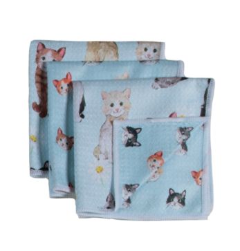 Cats with Daisies Eco Dish Cloths - 3 Pack