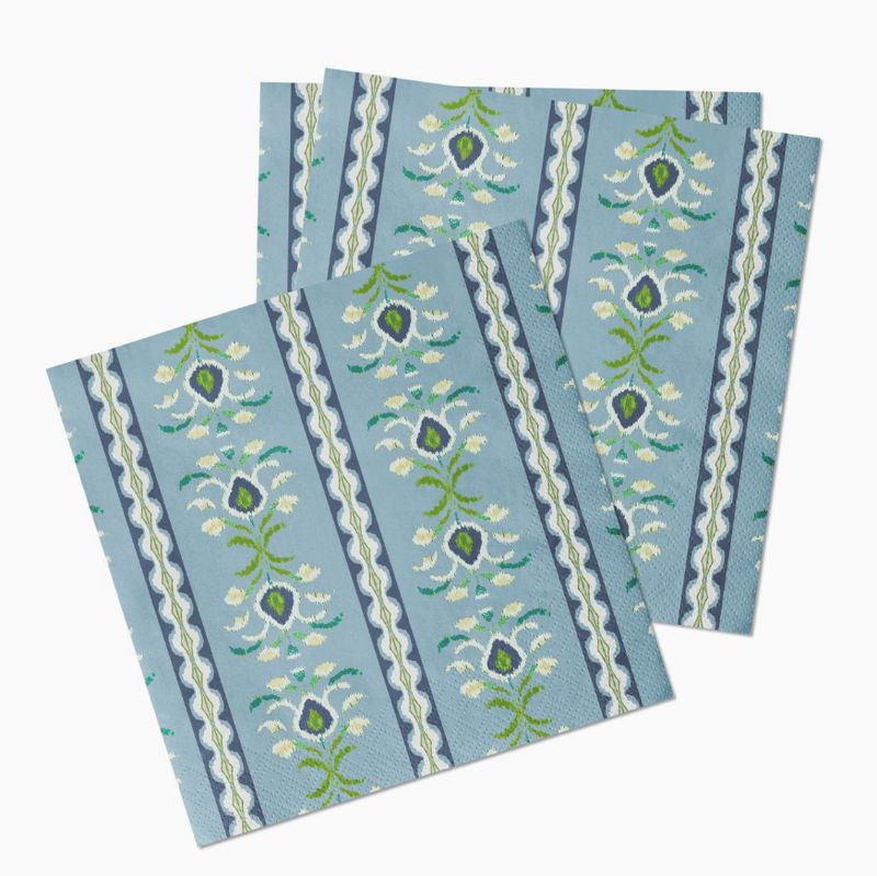 Rosemary Stripe French Blue Cocktail Napkins