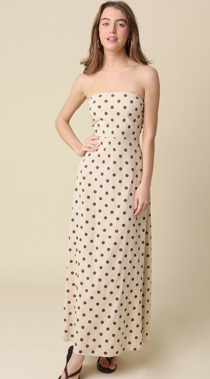 Vivian Strapless Polka Dot Maxi Dress