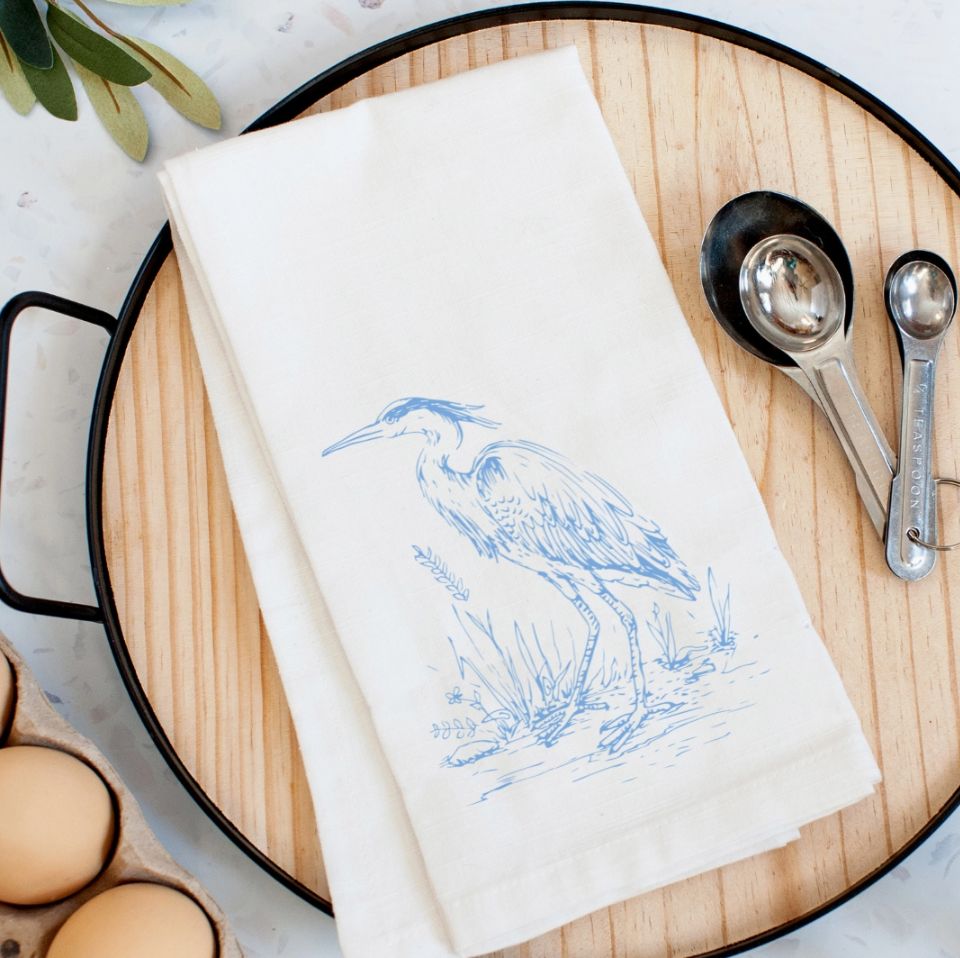Chinoiserie Heron Kitchen Towel