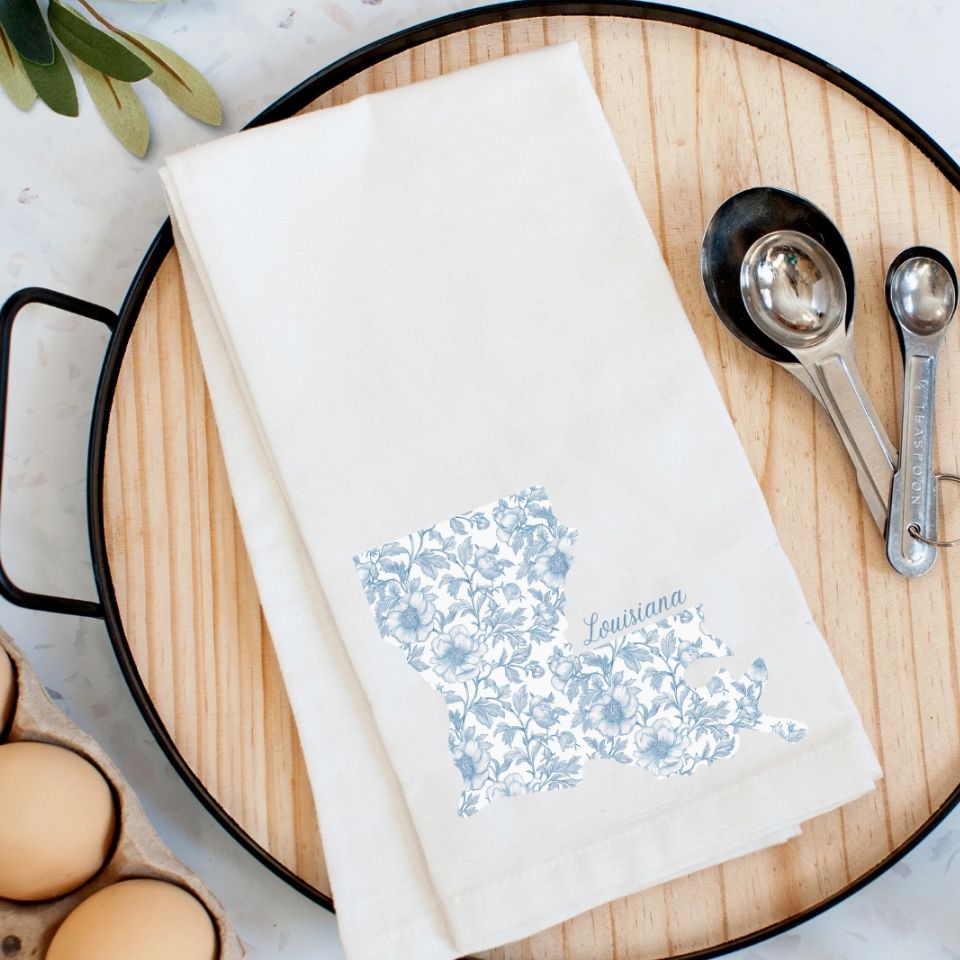 State in Bloom, Louisiana Kitchen Towel