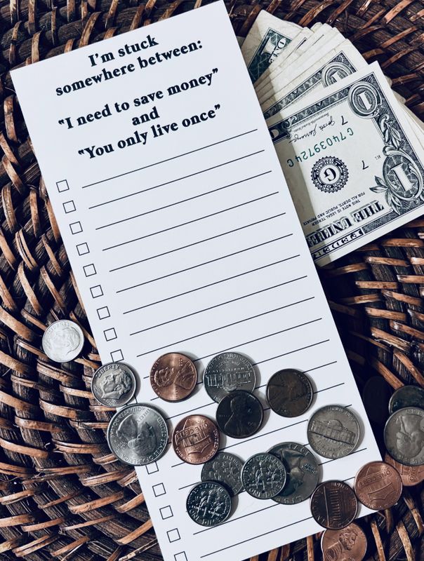 Stuck Somewhere Between Save Money &amp; Yolo Funny List Pad