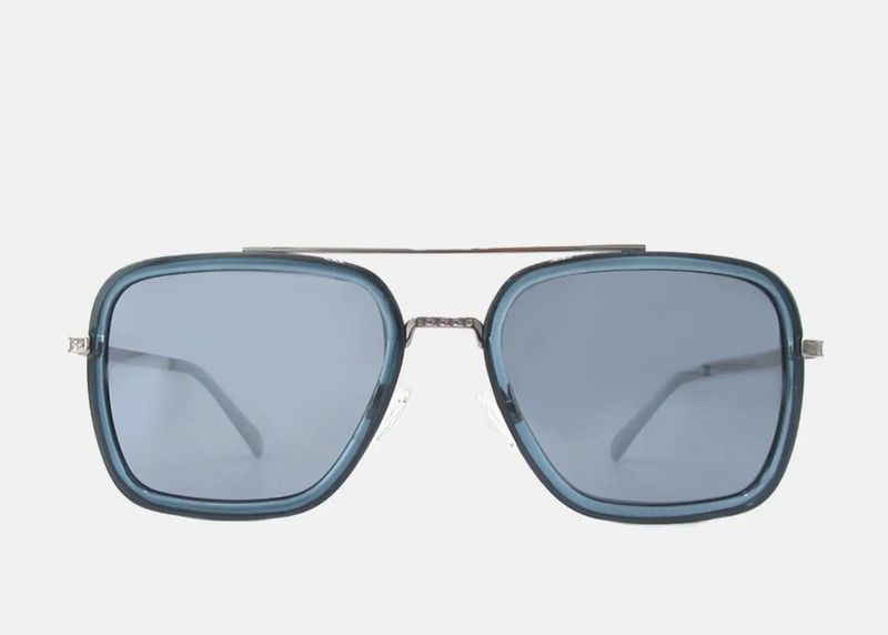 Lex Denim Polarized Navigator Metal Sunglasses