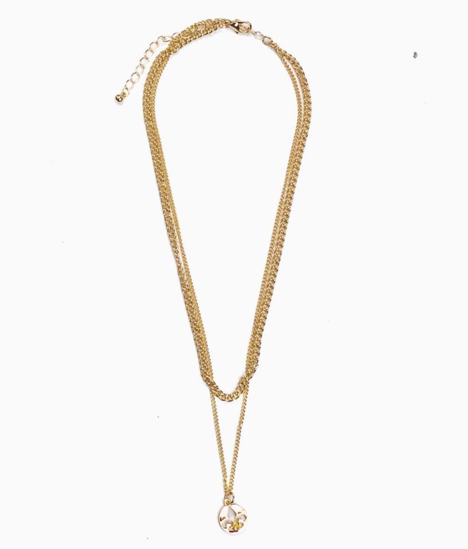 Fleur De Lis Layered Necklace Gold