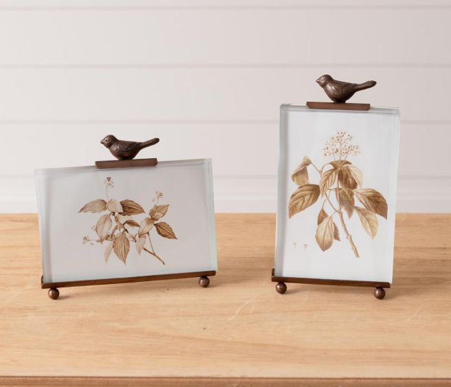 4x6 Botanical Glass Bird Photo Frame