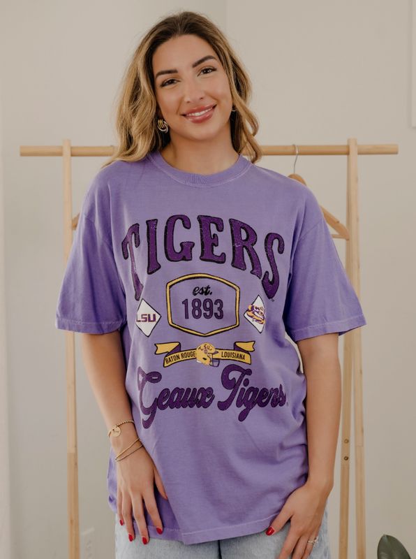 Lsu Tigers Patches 25 Violet Comfort Colors Tee