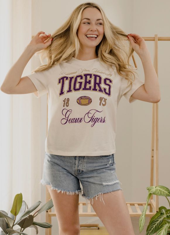 Lsu Tigers Wave Arch Vintage White Ellie Perfect Tee