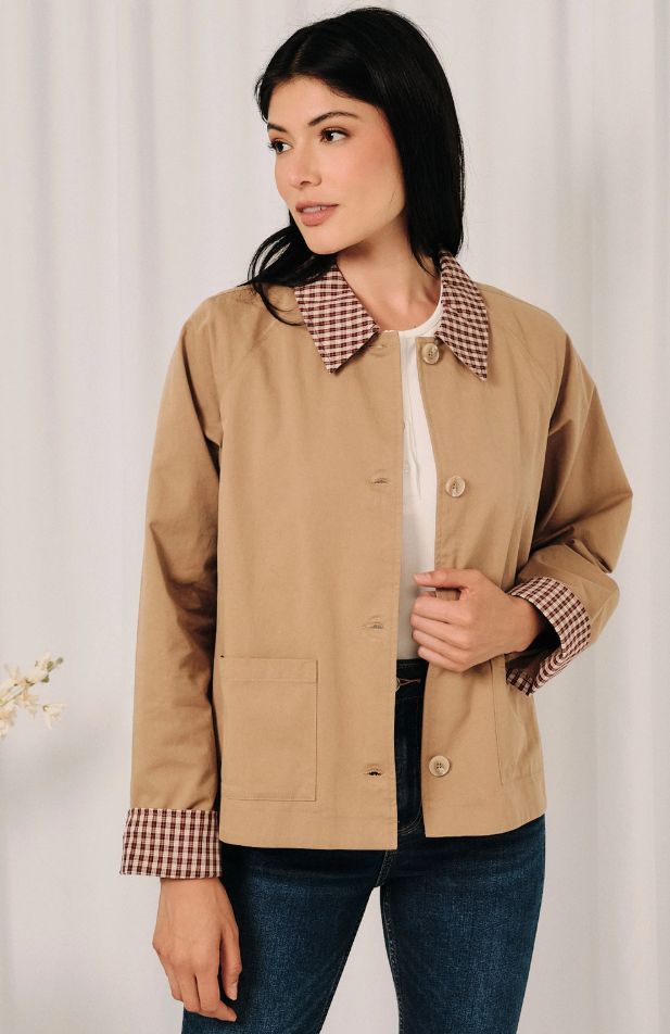 Raglan Sleeve Button Down Short Light Weight Jacket