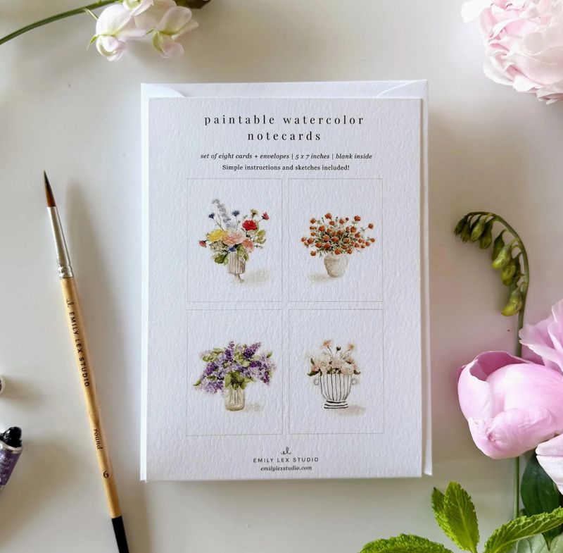 Bouquets Paintable Watercolor Notecard Set