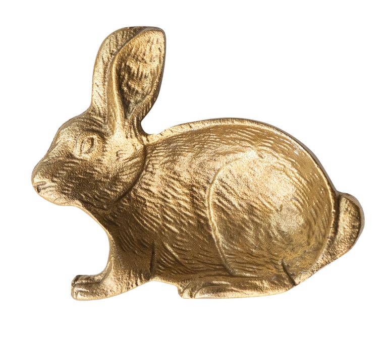Cast Aluminum Rabbit Shaped Dish w/ Gold Finish