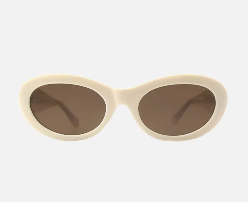 Cora Ivory Polarized Fashion Oval Round Sunglasses