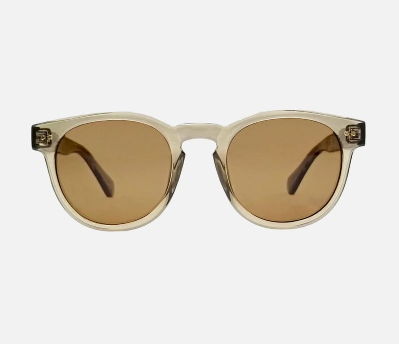 Alex Crystal Taupe Polarized Round Fashion Sunglasses