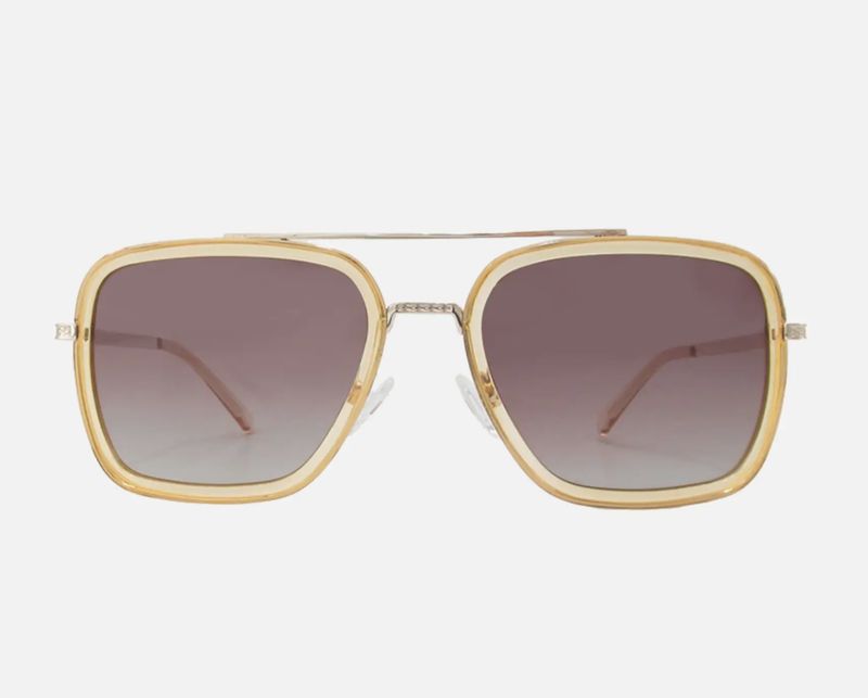 Lex Champagne Polarized Navigator Metal Sunglasses