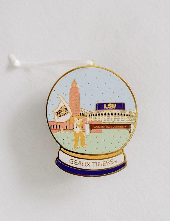Enamel LSU Snow Globe Ornament