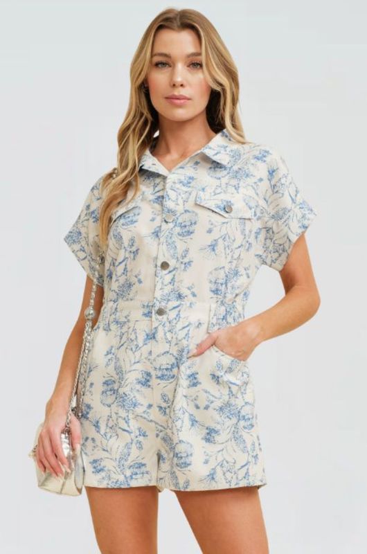 Floral Button Up Romper