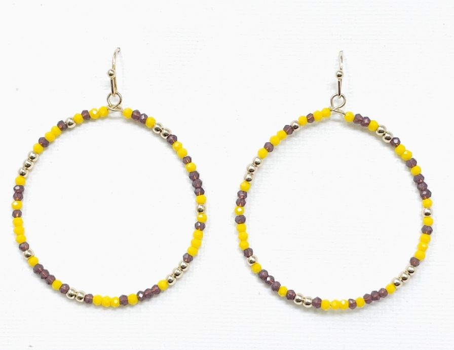 Tiger Purple Gold Earrings