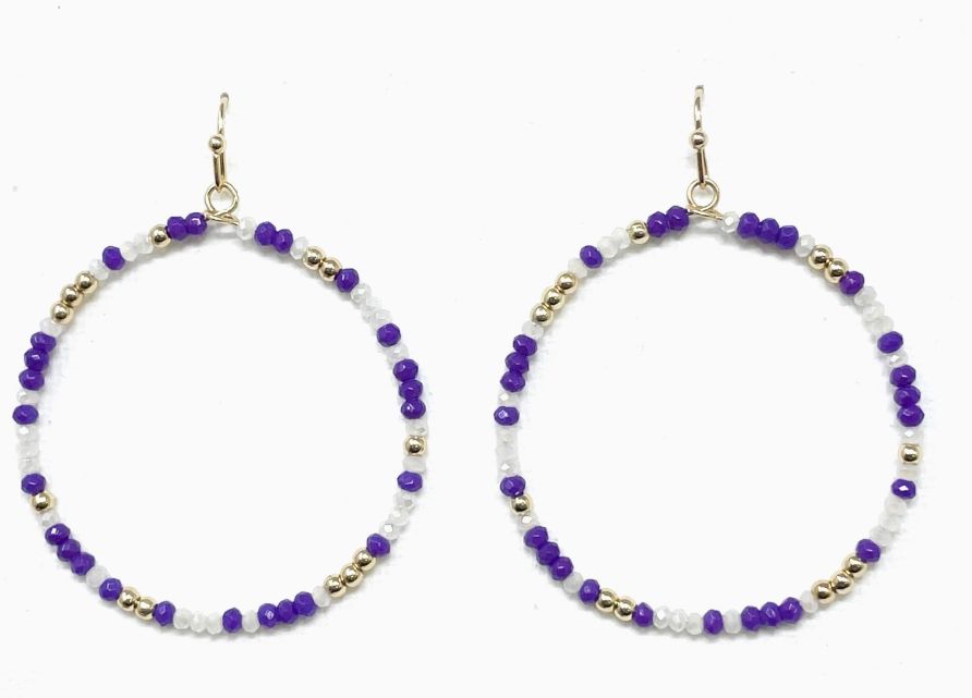 Tiger Purple White Earrings