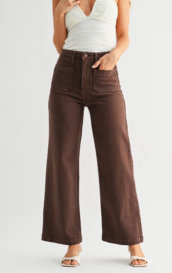 Patch Pocket Wide Leg - Dark Brown