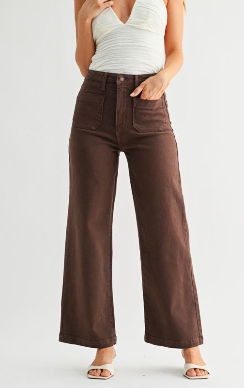 Patch Pocket Wide Leg - Dark Brown